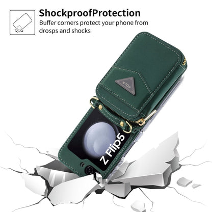 For Samsung Galaxy Z Flip5 POLA Multi-Card Slots Zipper Wallet Phone Case(Green)