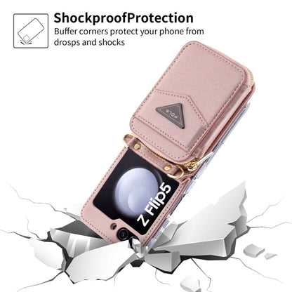 For Samsung Galaxy Z Flip5 POLA Multi-Card Slots Zipper Wallet Phone Case(Pink)