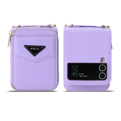 For Samsung Galaxy Z Flip3 5G POLA Multi-Card Slots Zipper Wallet Phone Case(Purple)