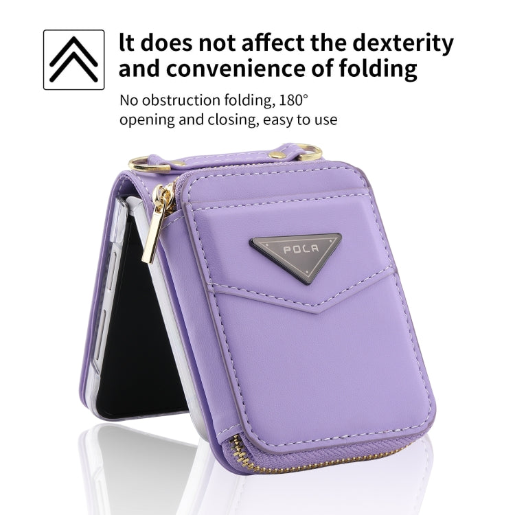 For Samsung Galaxy Z Flip3 5G POLA Multi-Card Slots Zipper Wallet Phone Case(Purple)