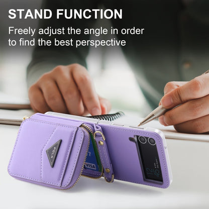 For Samsung Galaxy Z Flip3 5G POLA Multi-Card Slots Zipper Wallet Phone Case(Purple)