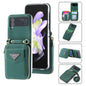 For Samsung Galaxy Z Flip3 5G POLA Multi-Card Slots Zipper Wallet Phone Case(Green)