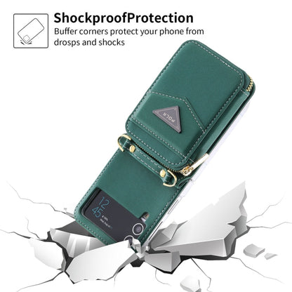 For Samsung Galaxy Z Flip3 5G POLA Multi-Card Slots Zipper Wallet Phone Case(Green)