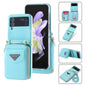 For Samsung Galaxy Z Flip3 5G POLA Multi-Card Slots Zipper Wallet Phone Case(Blue)