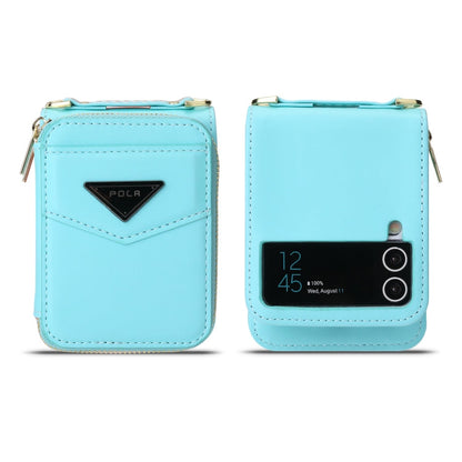 For Samsung Galaxy Z Flip3 5G POLA Multi-Card Slots Zipper Wallet Phone Case(Blue)