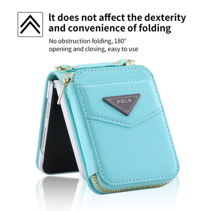 For Samsung Galaxy Z Flip3 5G POLA Multi-Card Slots Zipper Wallet Phone Case(Blue)