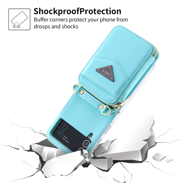 For Samsung Galaxy Z Flip3 5G POLA Multi-Card Slots Zipper Wallet Phone Case(Blue)