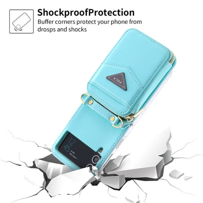 For Samsung Galaxy Z Flip3 5G POLA Multi-Card Slots Zipper Wallet Phone Case(Blue)