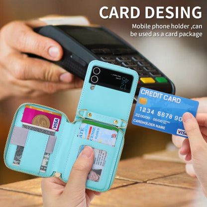 For Samsung Galaxy Z Flip3 5G POLA Multi-Card Slots Zipper Wallet Phone Case(Blue)