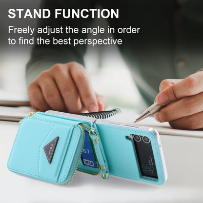 For Samsung Galaxy Z Flip3 5G POLA Multi-Card Slots Zipper Wallet Phone Case(Blue)
