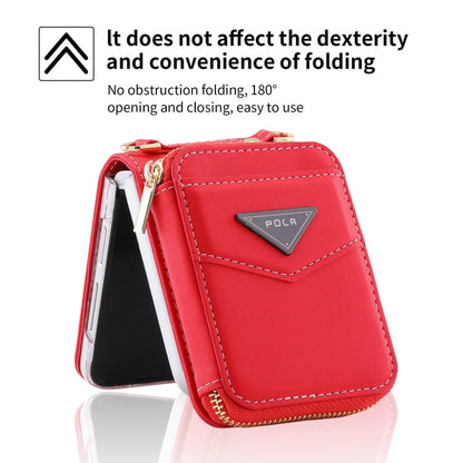 For Samsung Galaxy Z Flip3 5G POLA Multi-Card Slots Zipper Wallet Phone Case(Red)