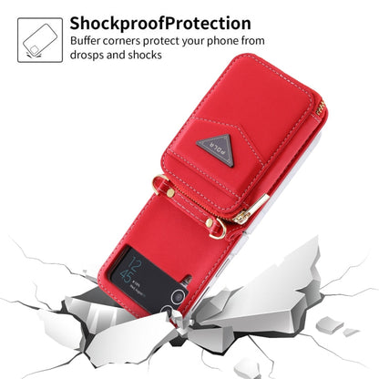 For Samsung Galaxy Z Flip3 5G POLA Multi-Card Slots Zipper Wallet Phone Case(Red)
