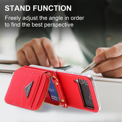 For Samsung Galaxy Z Flip3 5G POLA Multi-Card Slots Zipper Wallet Phone Case(Red)