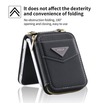 Pour Samsung Galaxy Z Flip3 5G POLA Étui portefeuille zippé avec fentes multi-cartes (noir)