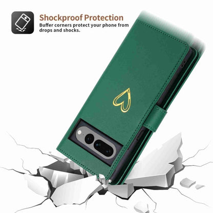 For Google Pixel 7 Pro POLA Love Multi-Card Slots Zipper Wallet Leather Phone Case(Dark Green)
