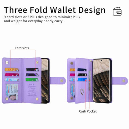 For Google Pixel 7 Pro POLA Love Multi-Card Slots Zipper Wallet Leather Phone Case(Purple)