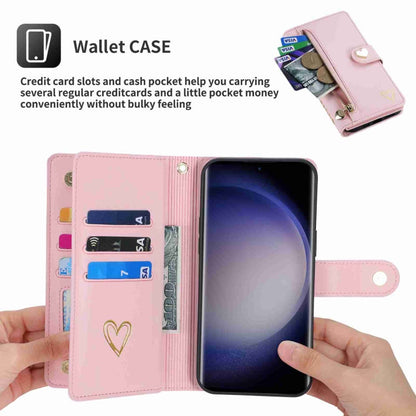 For Samsung Galaxy S23 Ultra 5G POLA Love Multi-Card Slots Zipper Wallet Leather Phone Case(Pink)