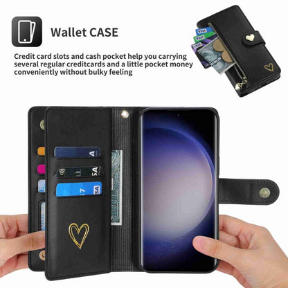 For Samsung Galaxy S23 Ultra 5G POLA Love Multi-Card Slots Zipper Wallet Leather Phone Case(Black)