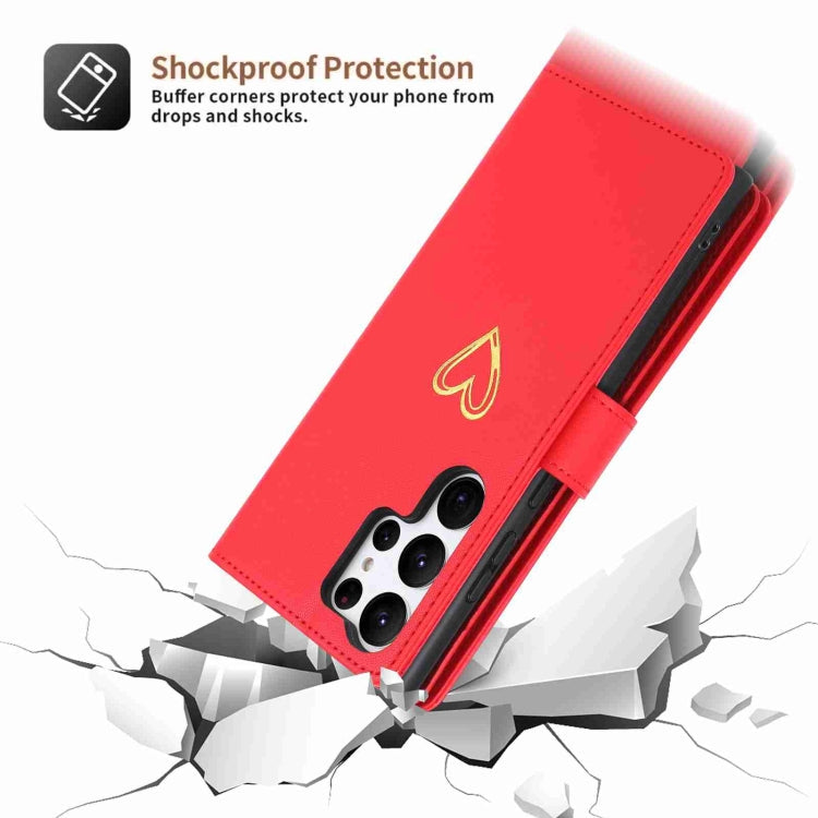 Pour Samsung Galaxy S23 Ultra 5G POLA Housse de téléphone en cuir avec portefeuille à fermeture éclair et plusieurs emplacements pour cartes (Rouge)