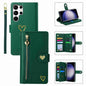 Pour Samsung Galaxy S23 Ultra 5G POLA Étui portefeuille en cuir avec fermeture éclair et plusieurs emplacements pour cartes (vert foncé)