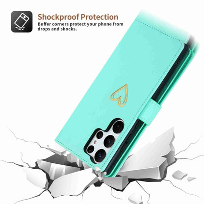Pour l'étui de téléphone en cuir avec fermeture éclair et plusieurs fentes pour cartes POLA Love pour Samsung Galaxy S23 Ultra 5G (vert clair)