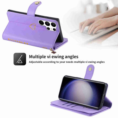 For Samsung Galaxy S23 Ultra 5G POLA Love Multi-Card Slots Zipper Wallet Leather Phone Case(Purple)