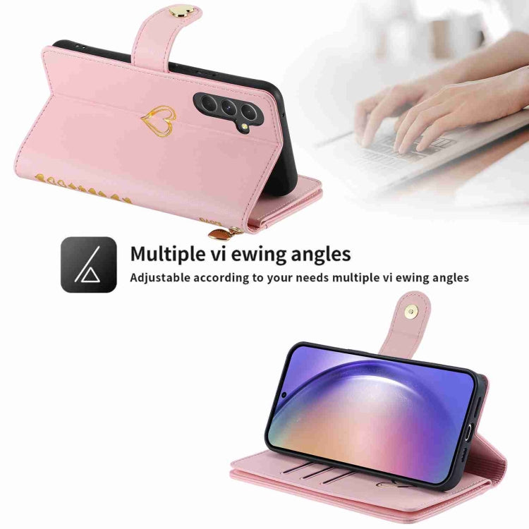 For Samsung Galaxy A54 POLA Love Multi-Card Slots Zipper Wallet Leather Phone Case(Pink)