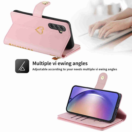 For Samsung Galaxy A54 POLA Love Multi-Card Slots Zipper Wallet Leather Phone Case(Pink)