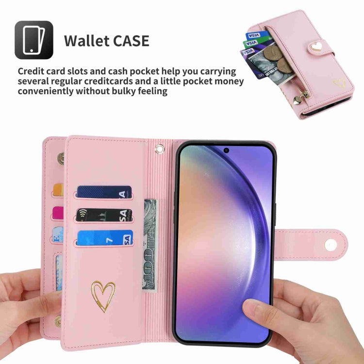 For Samsung Galaxy A54 POLA Love Multi-Card Slots Zipper Wallet Leather Phone Case(Pink)