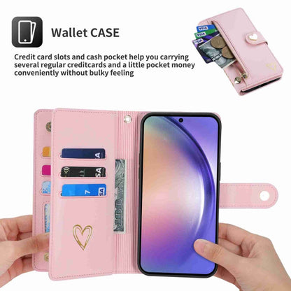 For Samsung Galaxy A54 POLA Love Multi-Card Slots Zipper Wallet Leather Phone Case(Pink)