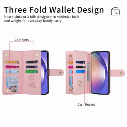 For Samsung Galaxy A54 POLA Love Multi-Card Slots Zipper Wallet Leather Phone Case(Pink)