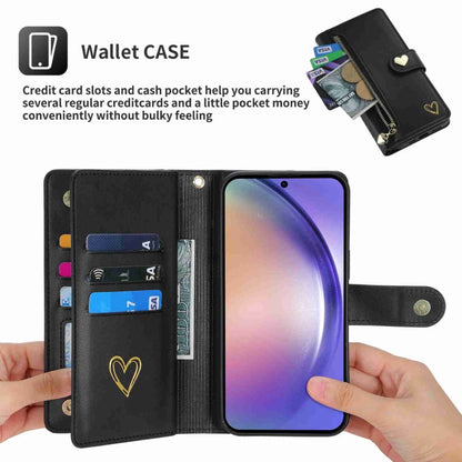 For Samsung Galaxy A54 POLA Love Multi-Card Slots Zipper Wallet Leather Phone Case(Black)