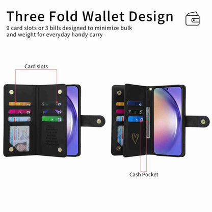 For Samsung Galaxy A54 POLA Love Multi-Card Slots Zipper Wallet Leather Phone Case(Black)