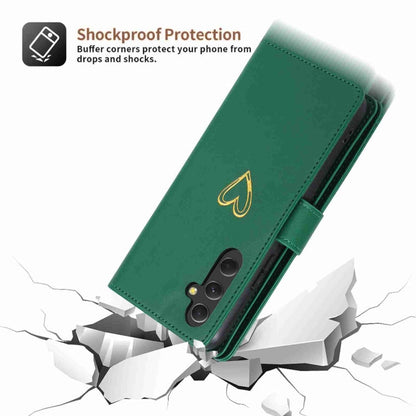 For Samsung Galaxy A54 POLA Love Multi-Card Slots Zipper Wallet Leather Phone Case(Dark Green)