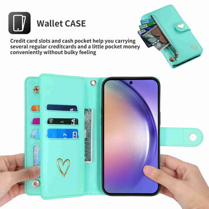 For Samsung Galaxy A54 POLA Love Multi-Card Slots Zipper Wallet Leather Phone Case(Light Green)