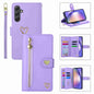 Pour Samsung Galaxy A54 POLA Love Étui portefeuille en cuir avec emplacements pour cartes multiples et fermeture éclair (violet)