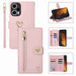 Pour Xiaomi Poco F5 POLA Love Étui portefeuille en cuir avec fermeture éclair et multiples fentes pour cartes (Rose)