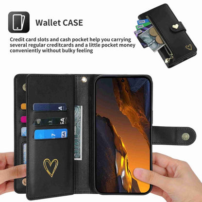 For Xiaomi Poco F5 POLA Love Multi-Card Slots Zipper Wallet Leather Phone Case(Black)