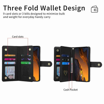 For Xiaomi Poco F5 POLA Love Multi-Card Slots Zipper Wallet Leather Phone Case(Black)