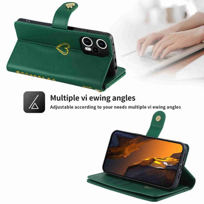 For Xiaomi Poco F5 POLA Love Multi-Card Slots Zipper Wallet Leather Phone Case(Dark Green)