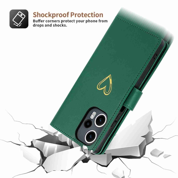 For Xiaomi Poco F5 POLA Love Multi-Card Slots Zipper Wallet Leather Phone Case(Dark Green)