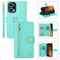 Pour Xiaomi Poco F5 POLA Étui portefeuille en cuir avec fermeture éclair et plusieurs emplacements pour cartes (vert clair)