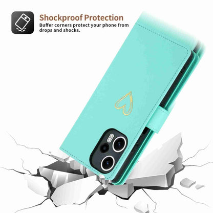 Pour Xiaomi Poco F5 POLA Étui portefeuille en cuir avec fermeture éclair et plusieurs emplacements pour cartes (vert clair)