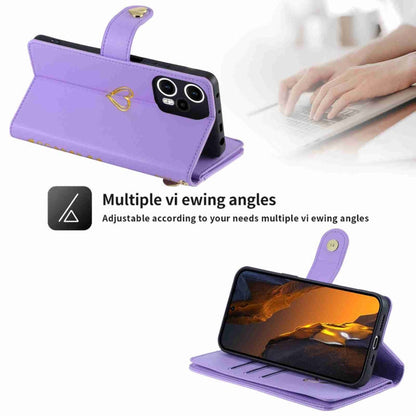 For Xiaomi Poco F5 POLA Love Multi-Card Slots Zipper Wallet Leather Phone Case(Purple)