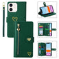 For iPhone 11 POLA Love Multi-Card Slots Zipper Wallet Leather Phone Case(Dark Green)