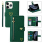 Pour iPhone 11 Pro POLA Love Étui de Téléphone en Cuir avec Fermeture Éclair et Multiples Fentes pour Cartes (Vert Foncé)
