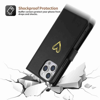 For iPhone 12 POLA Love Multi-Card Slots Zipper Wallet Leather Phone Case(Black)