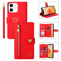For iPhone 12 POLA Love Multi-Card Slots Zipper Wallet Leather Phone Case(Red)