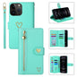 Pour iPhone 12 Pro POLA Amour Multi-fentes Fermeture Éclair Portefeuille Coque de Téléphone en Cuir (Vert Clair)