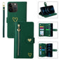 Pour iPhone 12 Pro Max Étui Portefeuille en Cuir avec Fermeture Éclair et Multiples Fentes pour Cartes POLA Love (Vert Foncé)